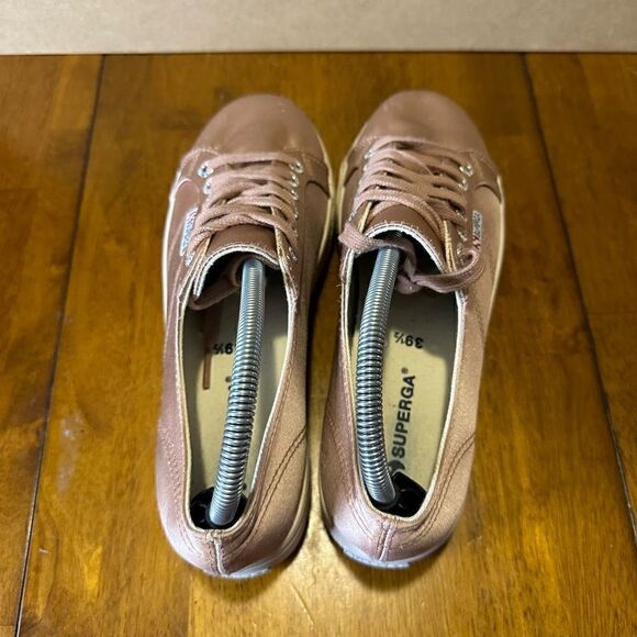 Superga Womens Platform Sneakers Shoes Pink Satin Lace Up Size 39.5 US 8.5 - Picture 6 of 13